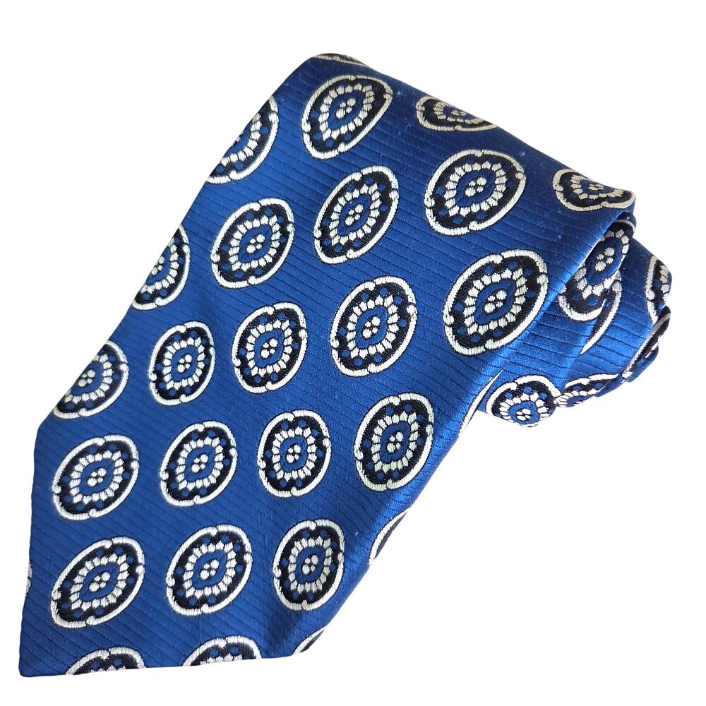 Vintage Dayton’s Blue Medallion Tie 4.25" Wide Polyester Retro Classic